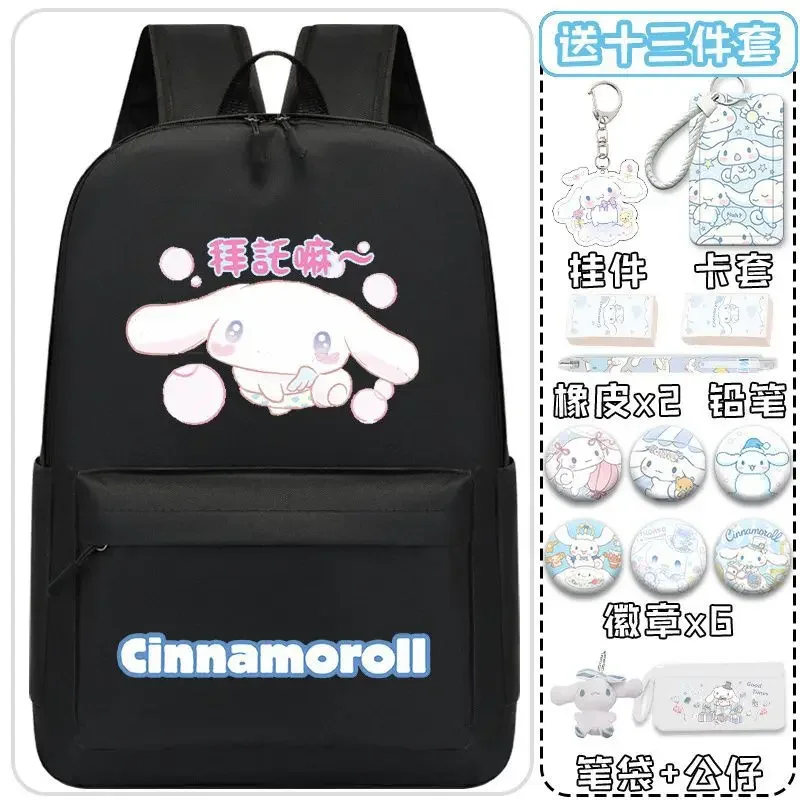 Sanrio Cinnamoroll Mochila Escolar Babycinnamoroll para Mulheres, Estudante Bonito, Mochila Dupla, Grande Capacidade, Simples e Durável