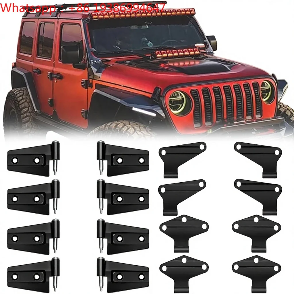 For 16PCS Matte Black Steel 4-Door Bushings Dacromet Screws for Rubicon Sahara 2007-2018 for Wrangler JK Hinge Kit