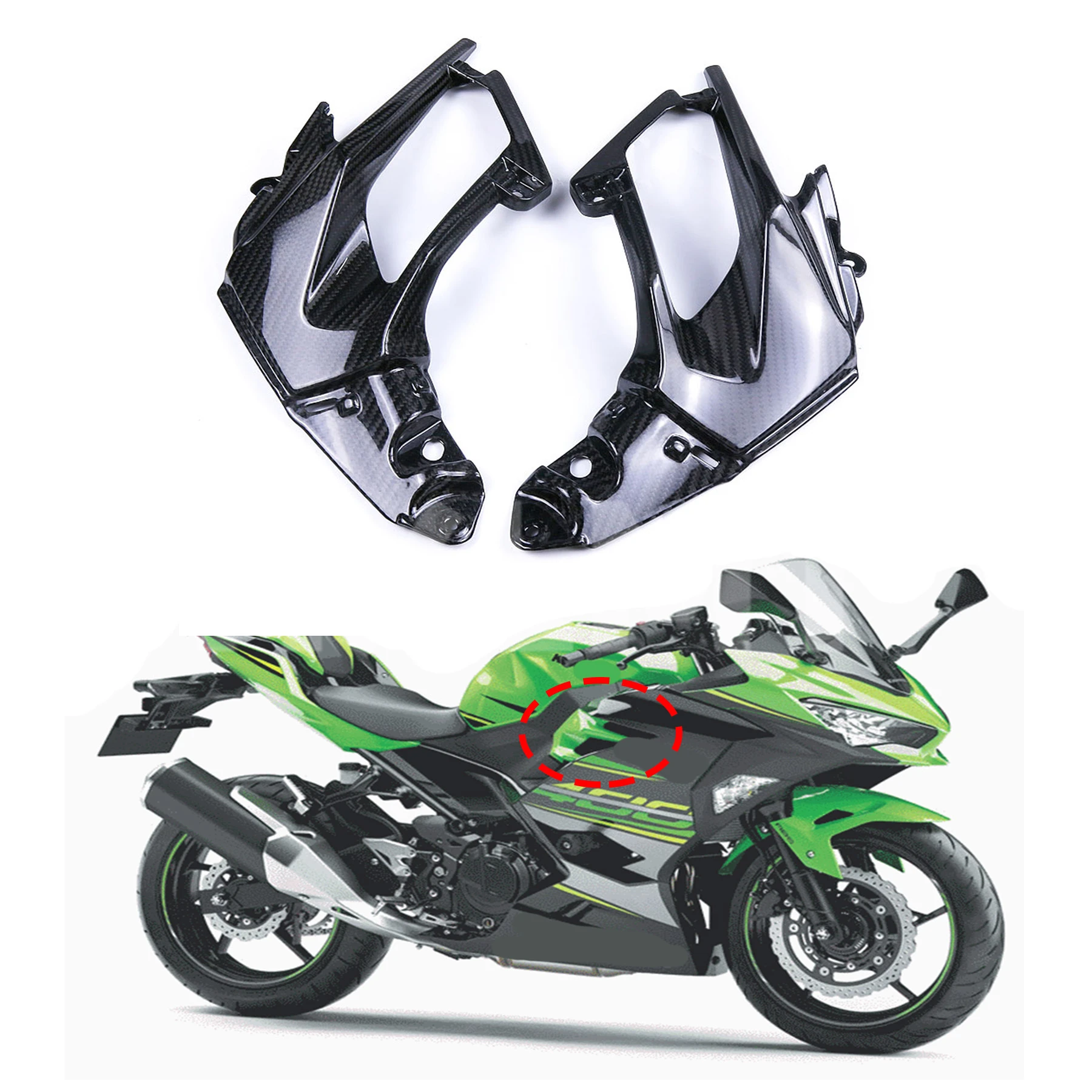 Front Upper Side Panel Cover Plate Side Panel Fairing Fuel Tank Plate For NINJA400 ninja250 EX400 2018 2019 2020 2021 2022 2023