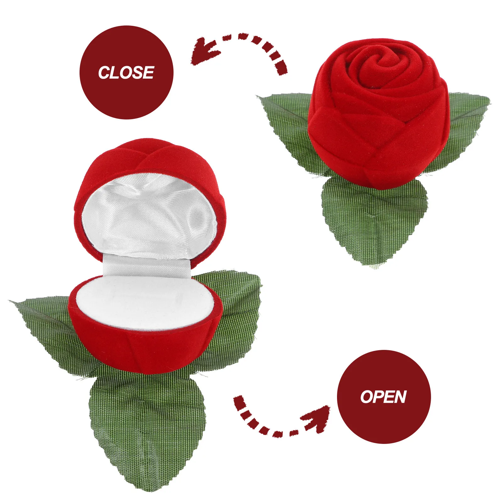 Rose Flower Ring Box Simulation Rose Design Engagement Ring Storage Case for Proposals Wedding Anniversaries Special Occasions