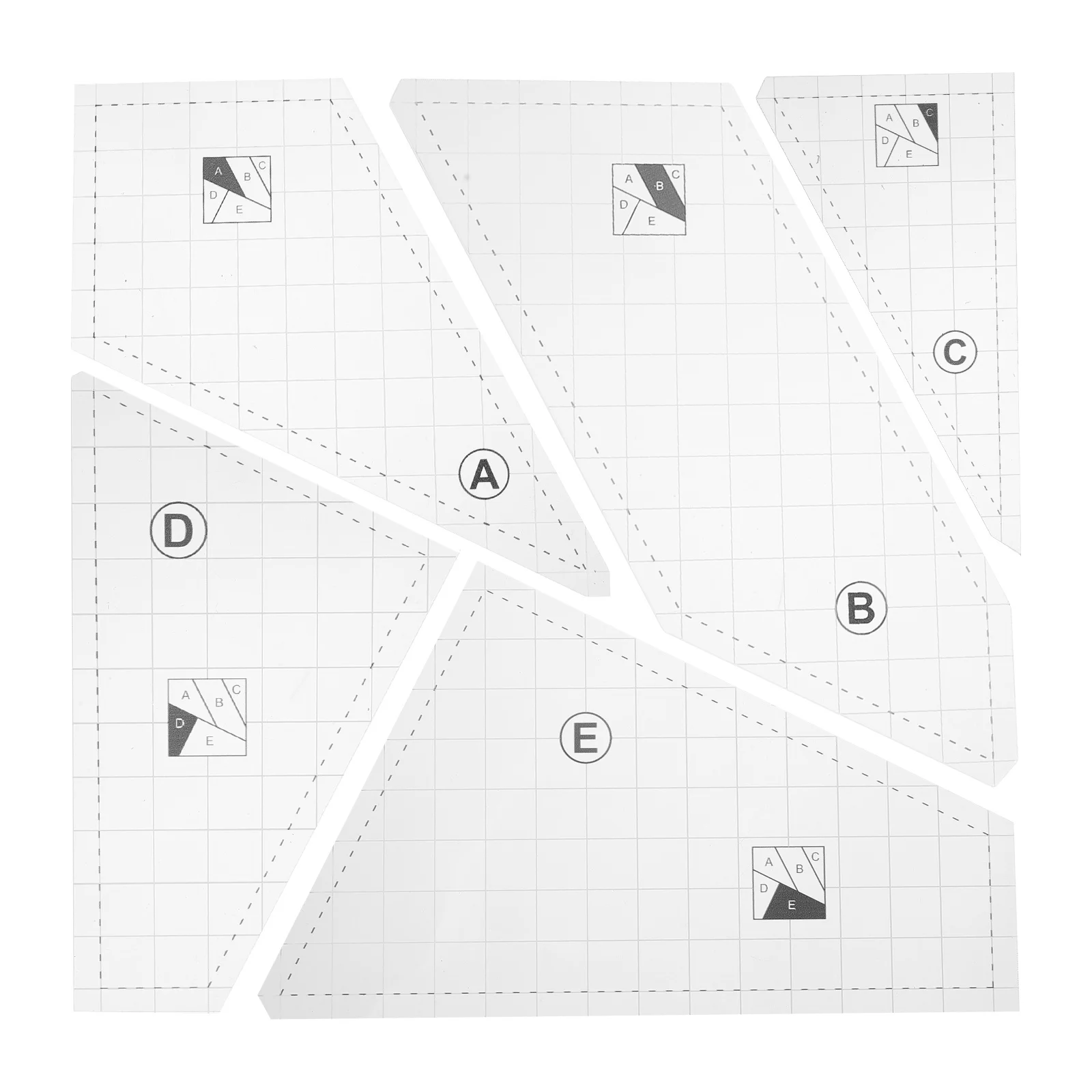 1 set 1 Set Clear Sewing Template For Diy Quilting Durable Acrylic Ruler Professional Patchwork Tool Fabric Crafting Equipment