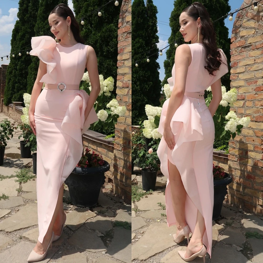 

Customized Elegant Crew Neck Evening Dress and Exquisite Jersey Special Occasion Gowns and Temperament Sleeveless Prom Dresses
