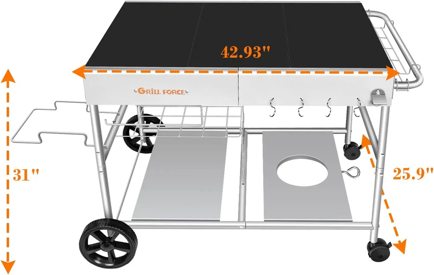 Support de four à pizza mobile, table de four, chariot de four à pizza, support de table de gril extérieur, chariot de salle à manger, chariot de travail de préparation des aliments, adapté pour Oon