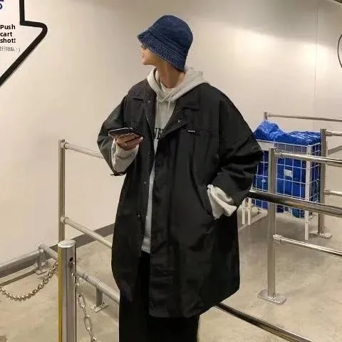 

Мужское осеннее пальто большого размера 250, свободное повседневное модное американское пальто с лацканами на молнии, однотонное молодежное трендовое пальто