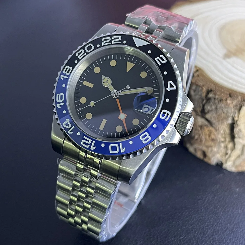 

Мужские часы 40 мм NH34A GMT, керамический безель, высококачественные сапфировые часы, новые мужские водонепроницаемые часы в стиле ретро с 4 стрелками NH34A