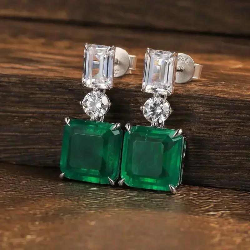 Primiana New Fashion 925 Silver 8.78ct Main Stone  Lab Grown Emerald Earrings  Jewelry for Women Party Gifts