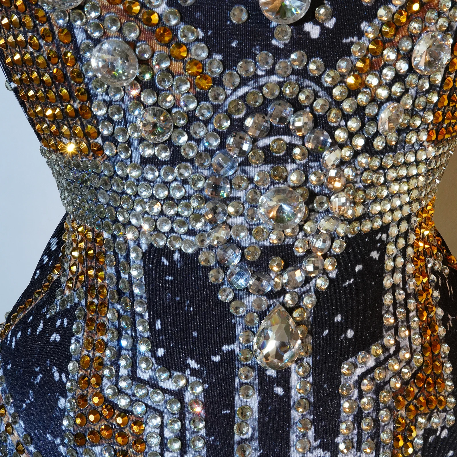 الماس حزب الزي الفاخرة سباركلي حجر الراين أزياء ملهى ليلي راقصة القطب الرقص الأسود بذلة الأداء البهلوانية زي #6