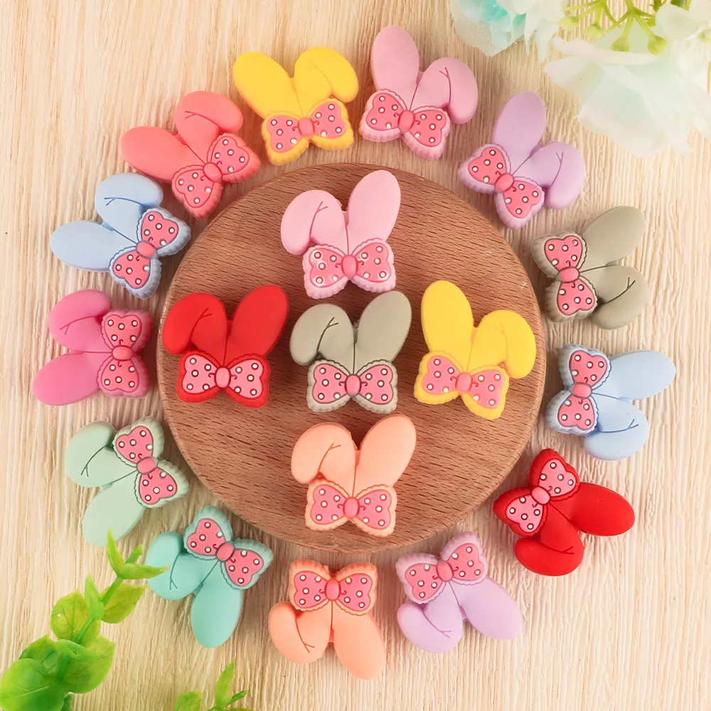 5 stücke Bunte Kaninchen Ohren Silikon Fokal Perle Für Schmuck Machen Ohrringe Halskette Armband Schlüsselbund DIY Personalisieren Zubehör