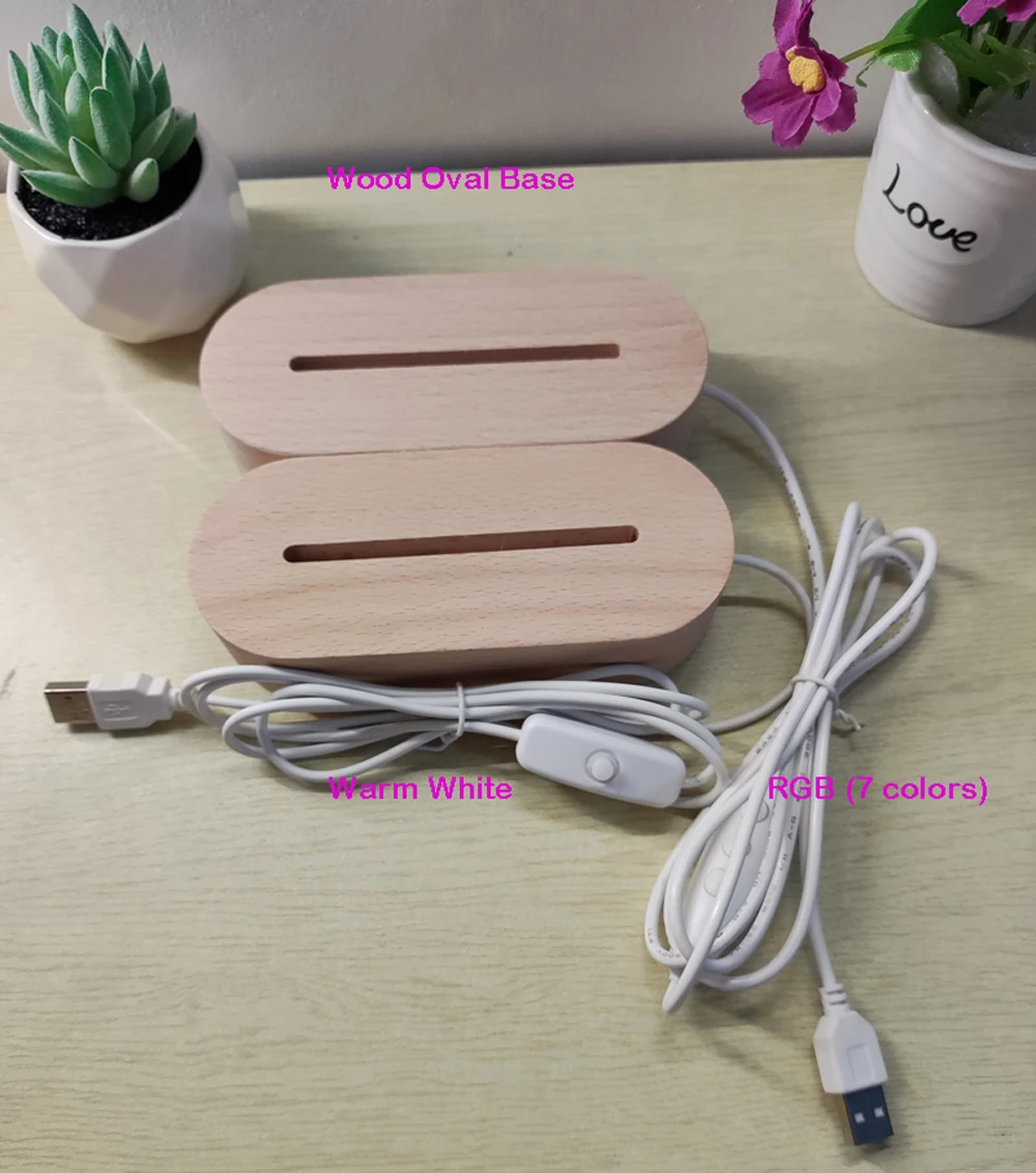 Kids Custom Name Acrylic Night Light Wooden Base LED Bedside Lamp Illusion Elephant Pattern Personalized Baby Birthday Gift