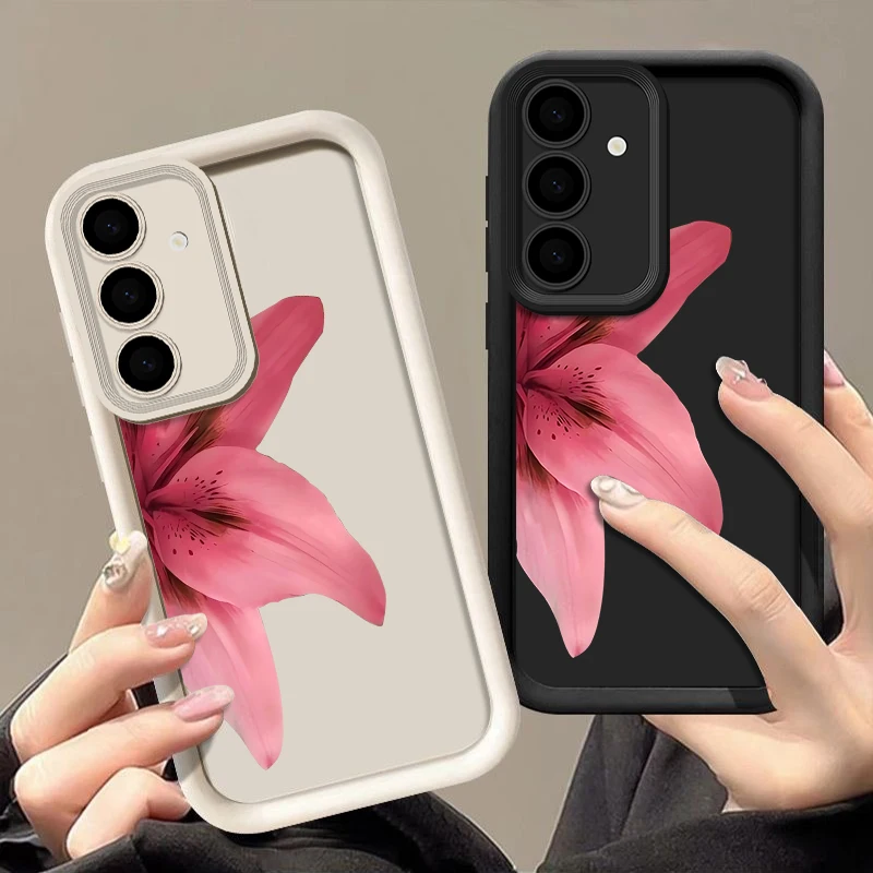 Custodia per telefono con stampa floreale realistica per Samsung Galaxy A17 A56 A16 A36 A15 A55 A54 5G S25 Edge S24 FE S23 S22 Ultra Plus TPU Cover