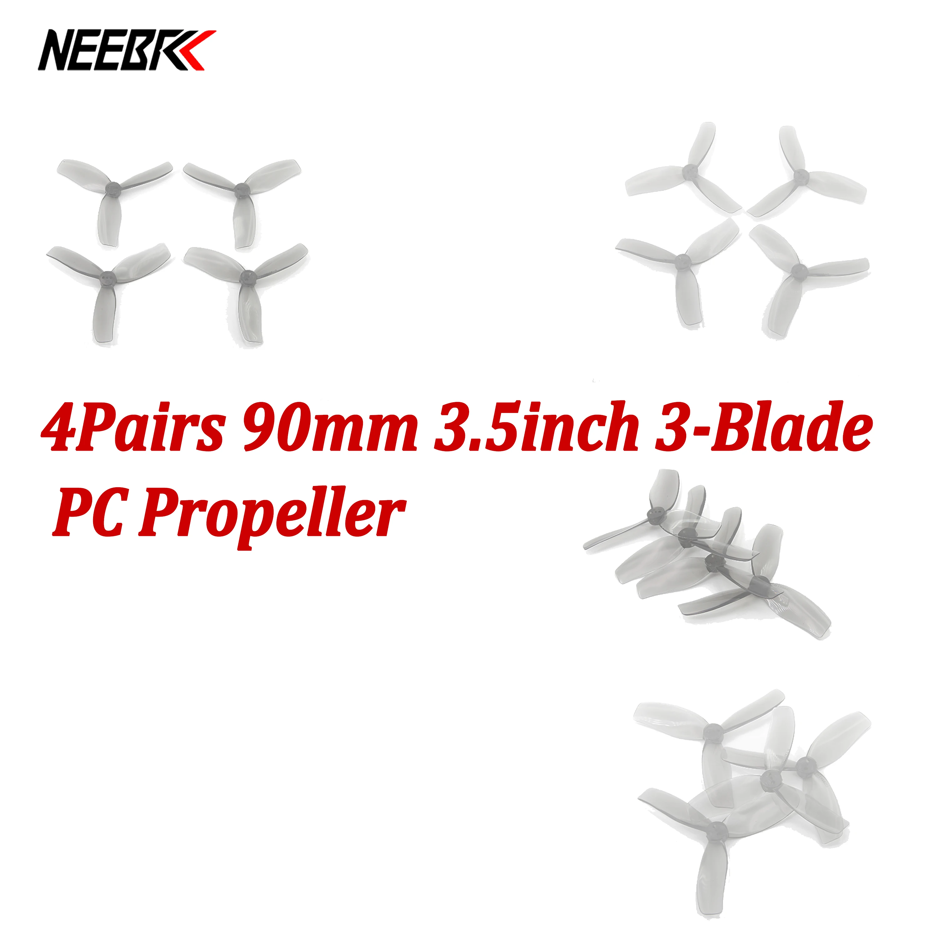 

NEEBRC 4Pairs 90mm 3.5inch 3-Blade PC Propeller 2CW 2CCW for FPV Racing Drone Fixed-wing Freestyle Plane DIY Quadcopter Toy Part