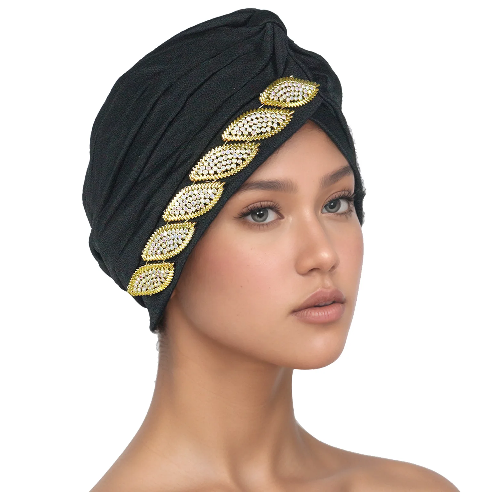 New Muslim Hijab Rhinestone Turban Beanies Bonnet Chemo Cap African Auto Gele Headtie Aso Oke Nigeria Head Wrapturbante Mujer