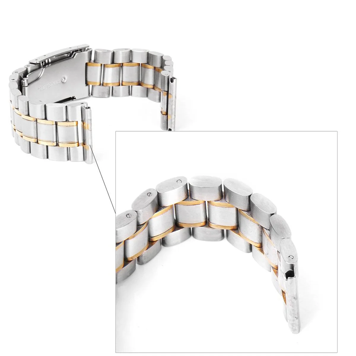 

4Pcs Stainless Steel 20mm Watch Band Strap Solid Links Straight End Foldover Clasp Quick Release for Replacement Silver Golden