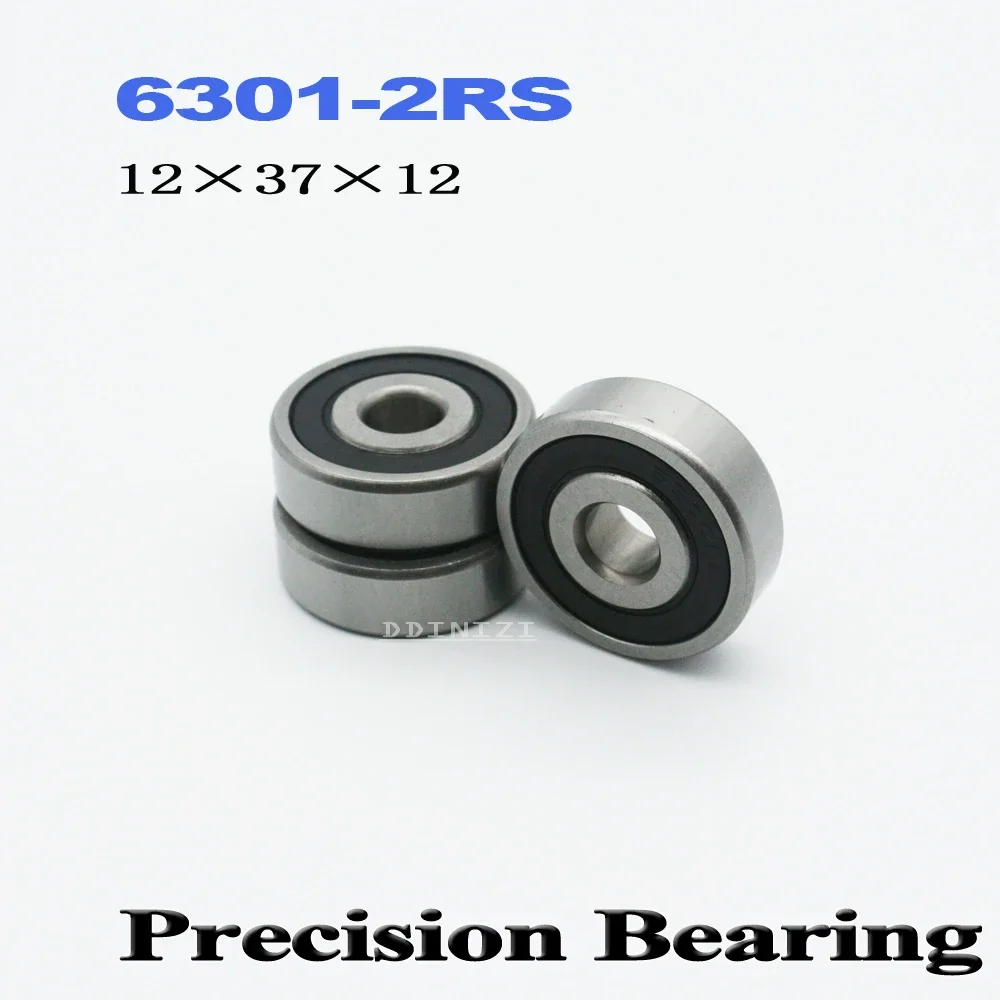 6301RS Bearing ABEC-3 12*37*12 mm Deep Groove 6301-2RS Ball Bearings 6301RZ 180301 RZ RS 6301 2RS EMQ Quality (4 PCS)