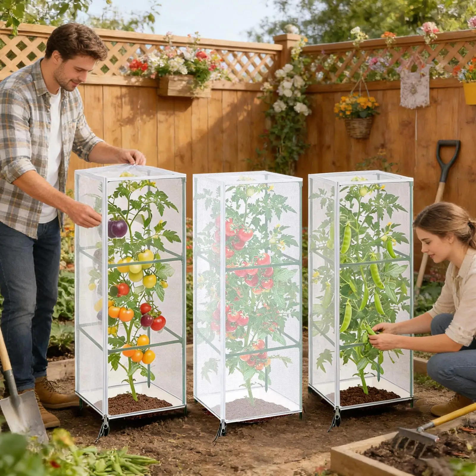 

Квадратный защитный чехол для растений от комаров и насекомых, сетчатый, 150x45 см, с молнией и шнурком, для защиты от птиц, кошек и домашней птицы