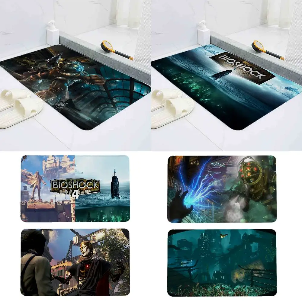 

B-Bioshock Rapture City Home Durable Floor Mat For Entrance Bedroom Washroom Bathroom Doorways Absorbent Non-Slip Foot Mats