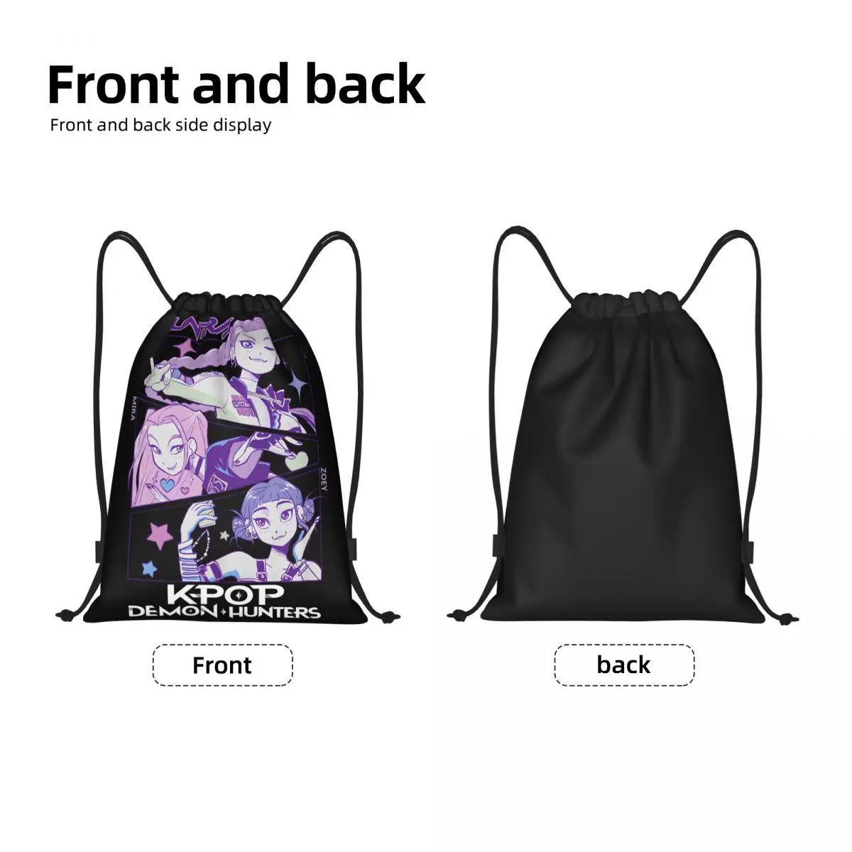 KPop Demon Hunters Huntrix Trekkoord Rugzak Gym Sport Sackpack String Bag voor fietsen
