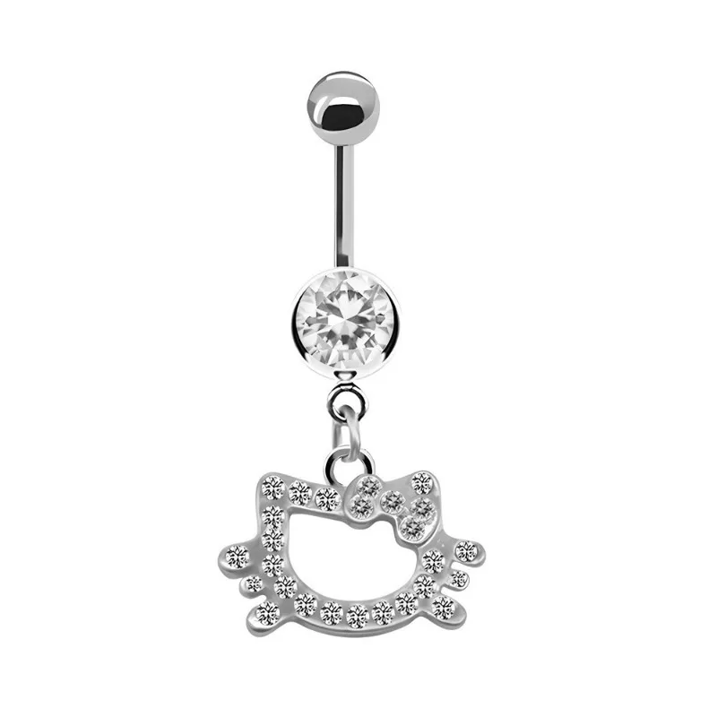 1Pc Belly Button Ring For Women Trendy Pink Butterfly Cute Cat Design Sexy Fashion Navel Rings Stainless Steel Piercing Jewelry image 2