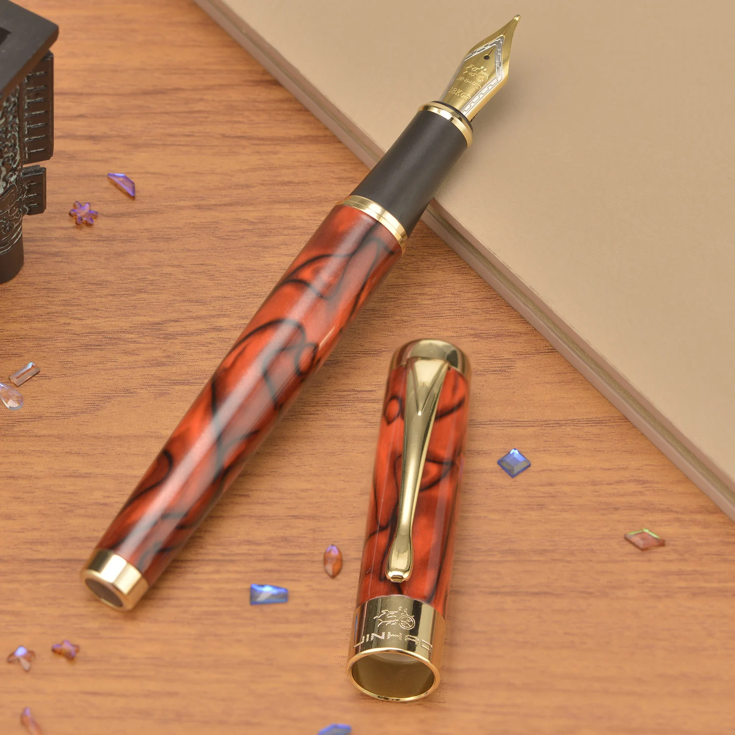 Jinhao 1200 Fountain Pen EF/F/M Nib, Brown Gift Pen with Converter