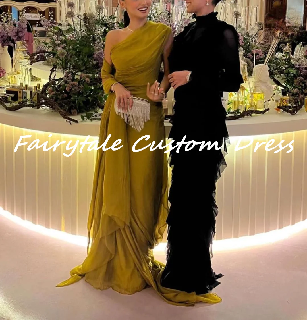 Fairytale Long dresses Gold Dubai Luxury Evening Dress 2024 Elegant and pretty women\'s dresses Formal Occasion Dresses Birthday