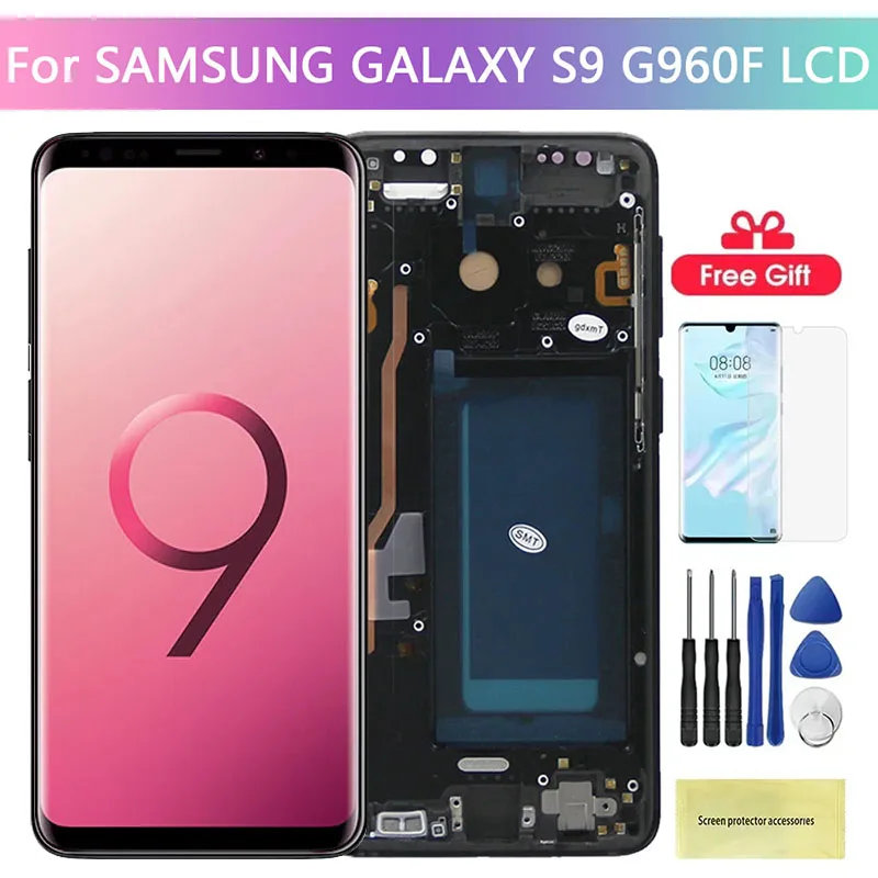 TFT S9 Display Screen for Samsung Galaxy S9 G960F G960F/DS Lcd Display Digital Touch Screen Assembly Replacement Part with Frame