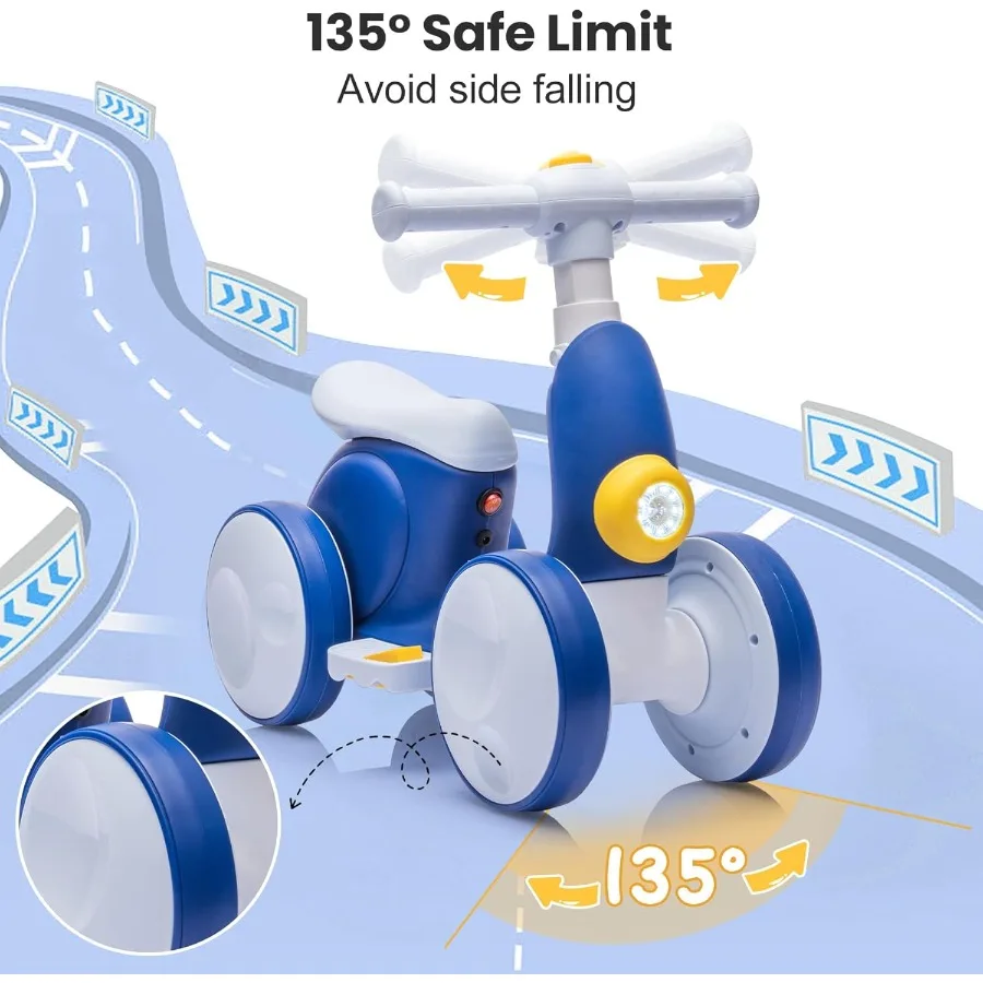 Elektryczny rowerek biegowy dla niemowląt z maszynką do baniek mydlanych dla chłopców i dziewczynek w wieku 1 roku, zabawka 4 w 1 do jeżdżenia, rowerek biegowy dla maluchów w wieku 12-48 miesięcy B