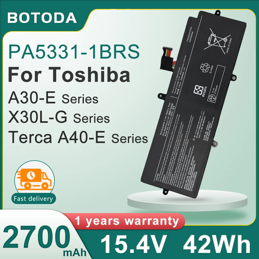 

BOTODA PA5331U-1BRS Laptop Battery 15.4V 42Wh-2700mAh for Toshiba Dynabook Portege A30-E X30L-G R30-A R30-E A40-E A30-G A40-G