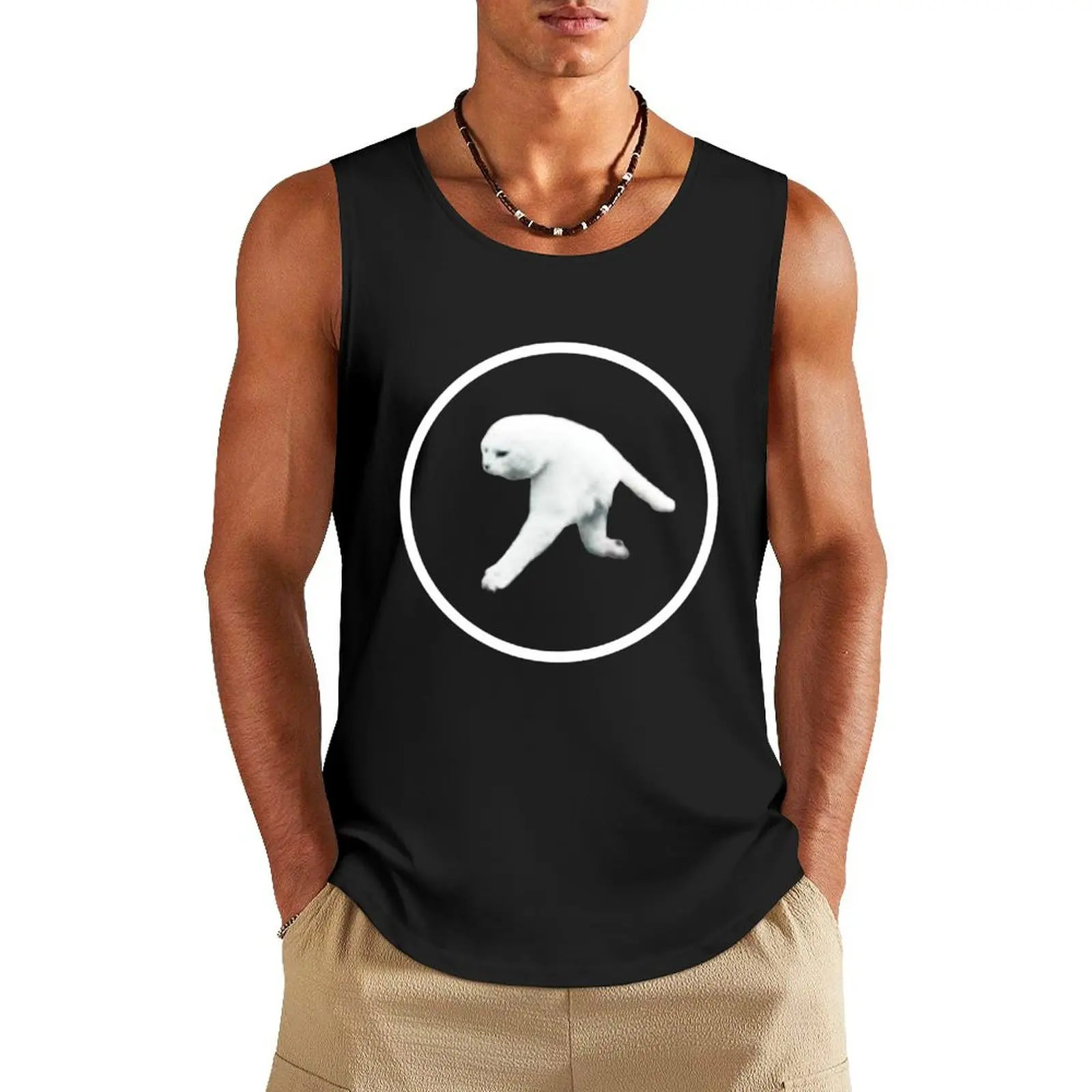 

Aphex Twin - Two legged cat (white logo) Tank Top gym t-shirts T-shirt sports Men's gym articles gym clothing