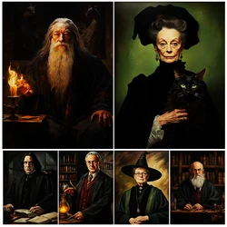 Moody Dark Academy School Of Witchcraft And Wizardry Gallery Wall Art Print The Wizard Principal Magic Teacher Art Poster Print