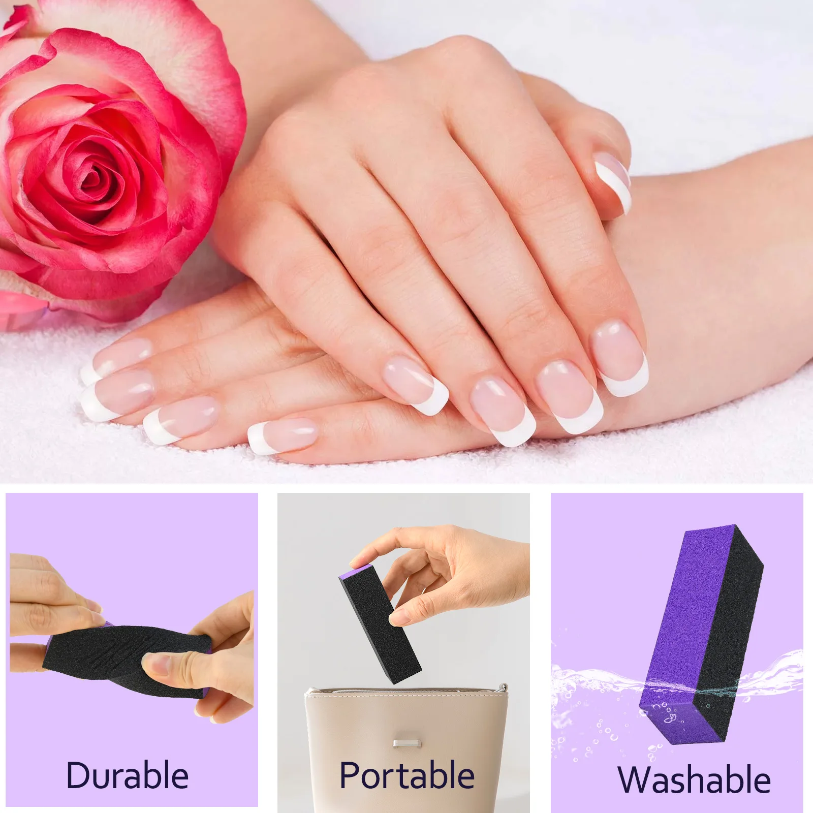 5Pcs Nail Sanding Buffer Nails Buffer Block Pedicure Manicure Tools 3 Way Sponge Block Polishing Nail Art Buffering Pad