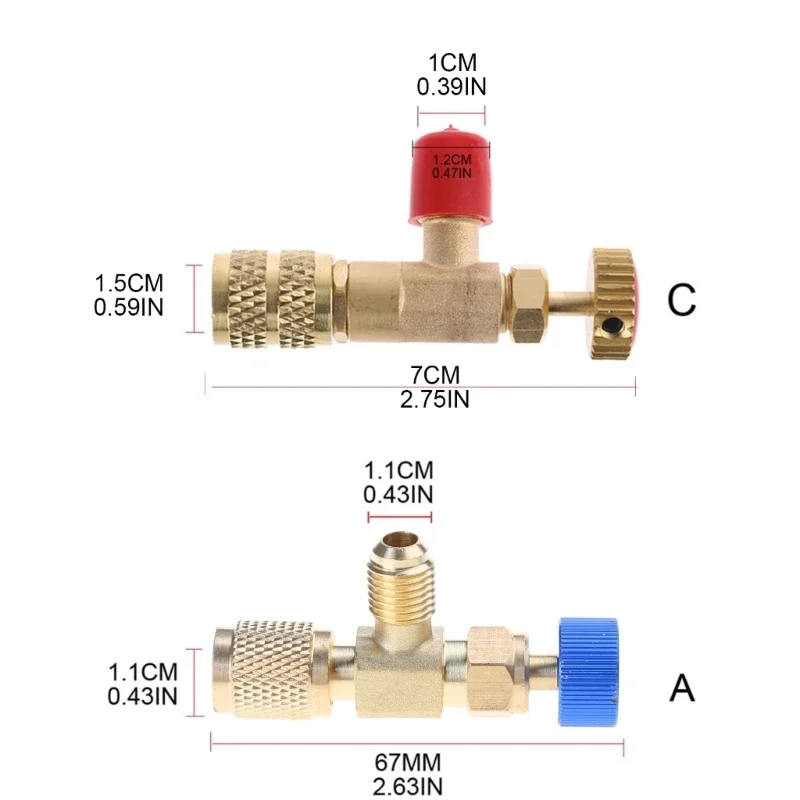 에어컨 냉매 안전 밸브 R22/R410 냉동 충전 안전 액체 어댑터 손 도구 사용하기 쉬운