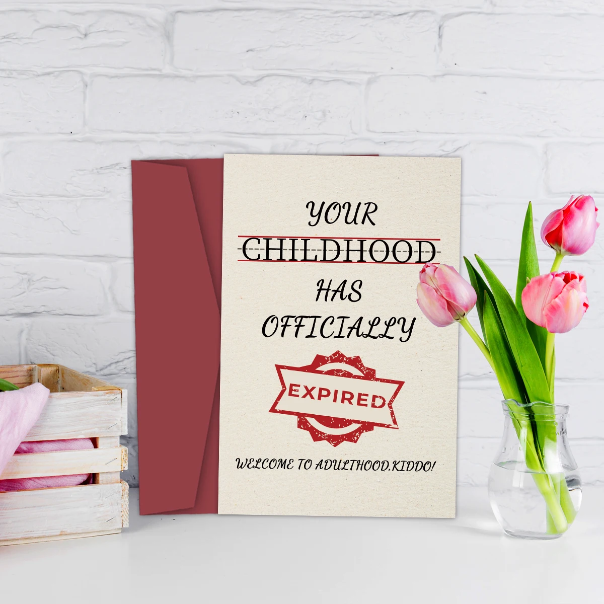 Charmante Retro-Karte zum 18. Geburtstag, „Your Childhood Has Expired“, lustige Geburtstags-Grußkarte für Tochter und Sohn, Geburtstagsgeschenkkarten – Detail 6