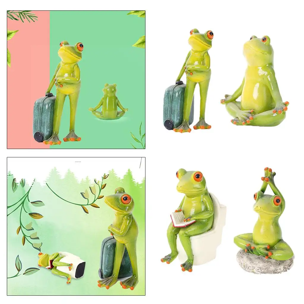 Frogs Statue Figurine Resin Craft Miniature Animal Sculpture