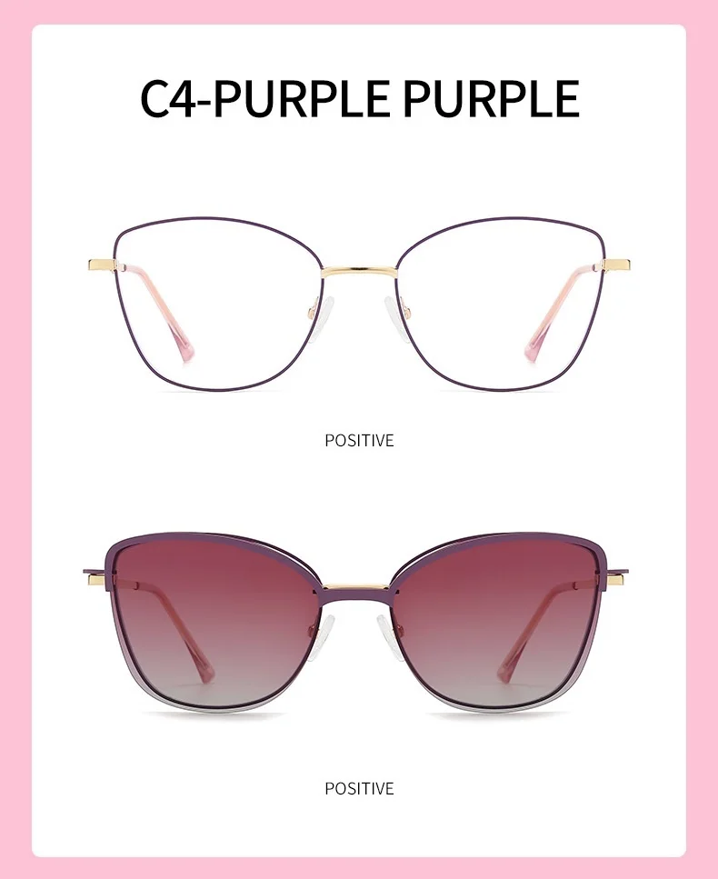 COHK Metall Frauen Cat Eye Sonnenbrille Polarisierte Luxus Marke Design Magnetische Sonnenbrille Clip Auf Optic Brillen Brillen Rahmen – Detail 16