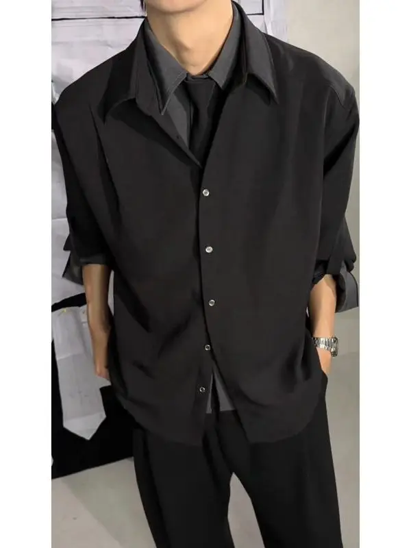 

Мужская повседневная городская куртка-жакет из полиэстера с двойным воротником, подплечниками и длинными рукавами