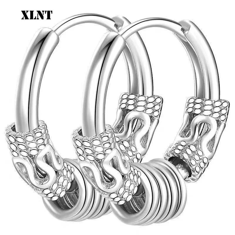 Classic Men Stainless Steel Hoop Earrings for Women Hip Hop Earring for Men Boy Earrings Punk Gothic Ear Stud Jewelry Party Gift