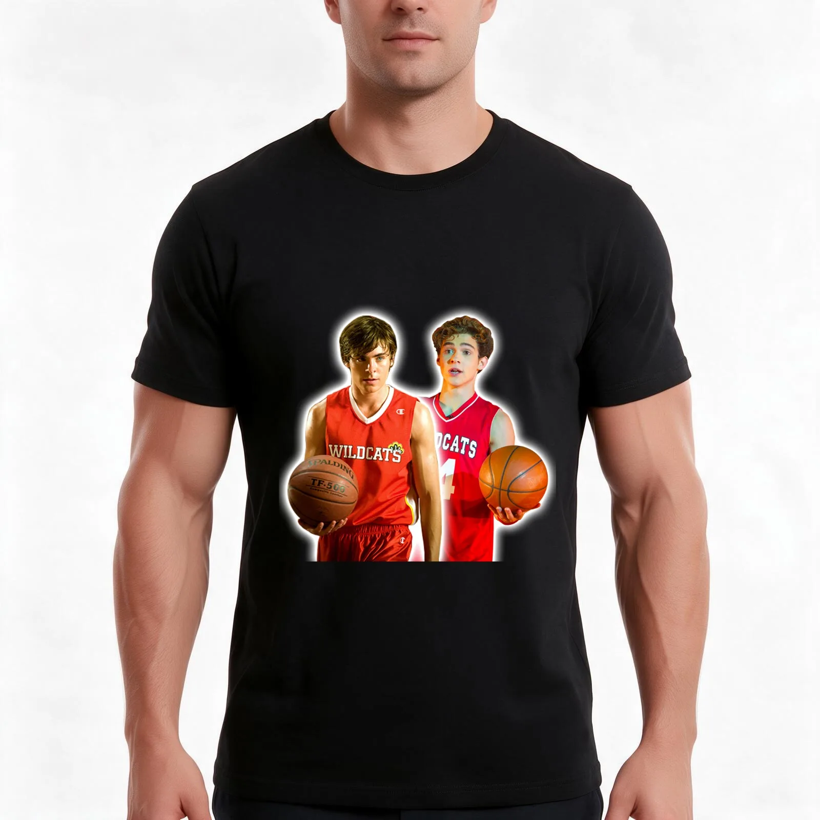 Troy Bolton and Ricky Bowen / Zac Efron and Joshua Bassett T-Shirt Summer Casual Cotton Tee Oversized Streetwear Tops