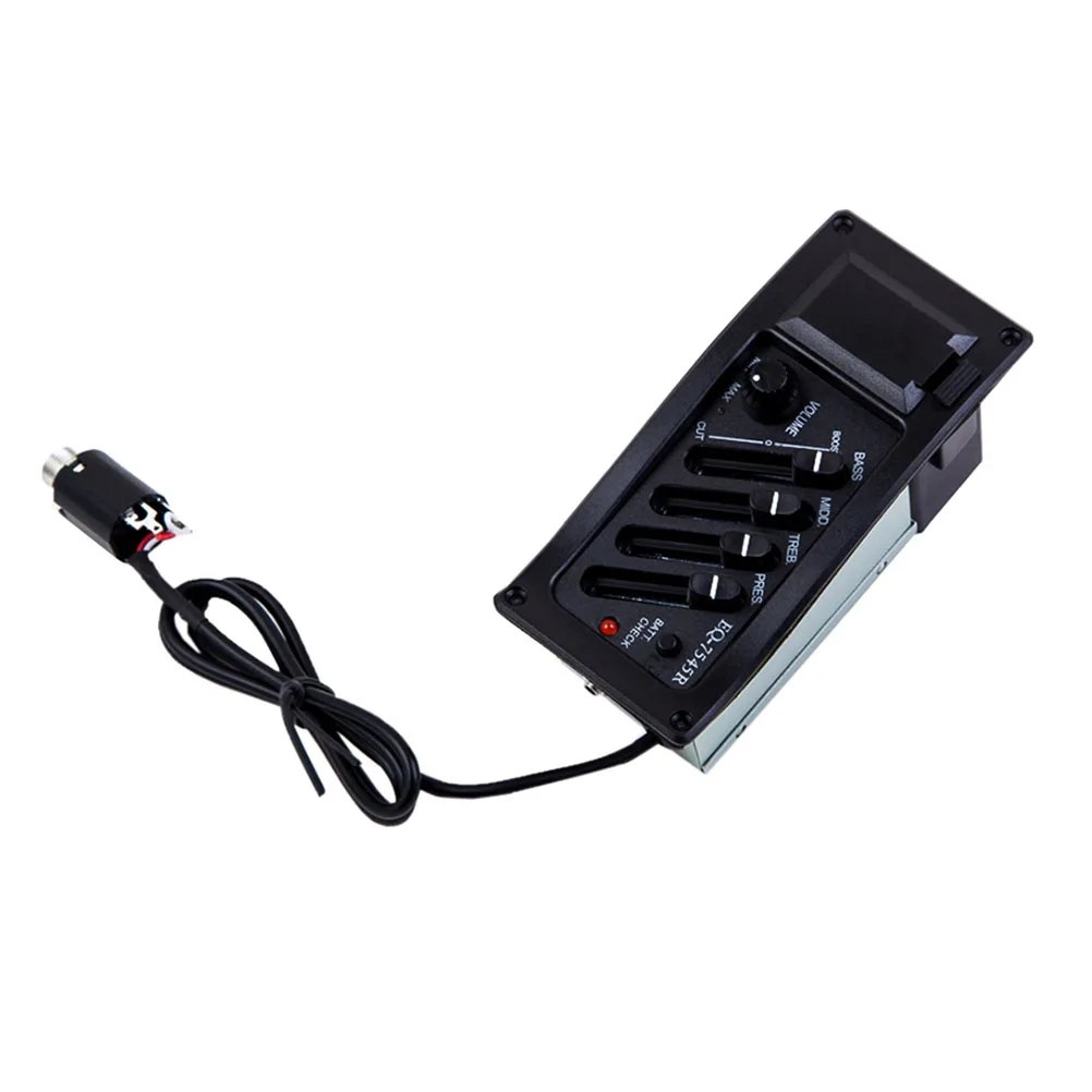 

Guitar Pickup 4 Band Equalizer Amplifier Cable Piezo Instrument Ukulele Electric Acoustic Durability Clarity Sound Stability