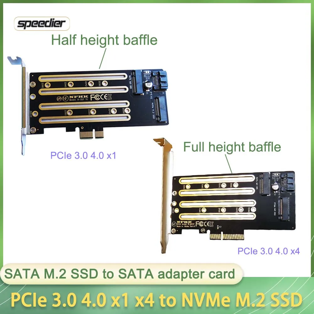 NVMe M.2 SSD Vers PCIe 3.0 4.0 X1 X4, SATA M.2 SSD Vers SATA Adaptateur Double Usage Avec Support Adaptateur PCIE Vers M2/M.2