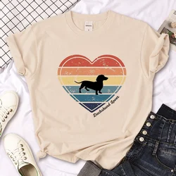 Dachshund t-shirts women streetwear Japanese funny tshirt girl y2k streetwear Japanese clothing