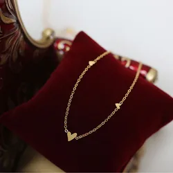 Minimalist Stylish Tiny Hearts Cute Stacked Choker Necklace Stainless Steel Gold Plated Chain Ladies Women Fashion Delicate Gift