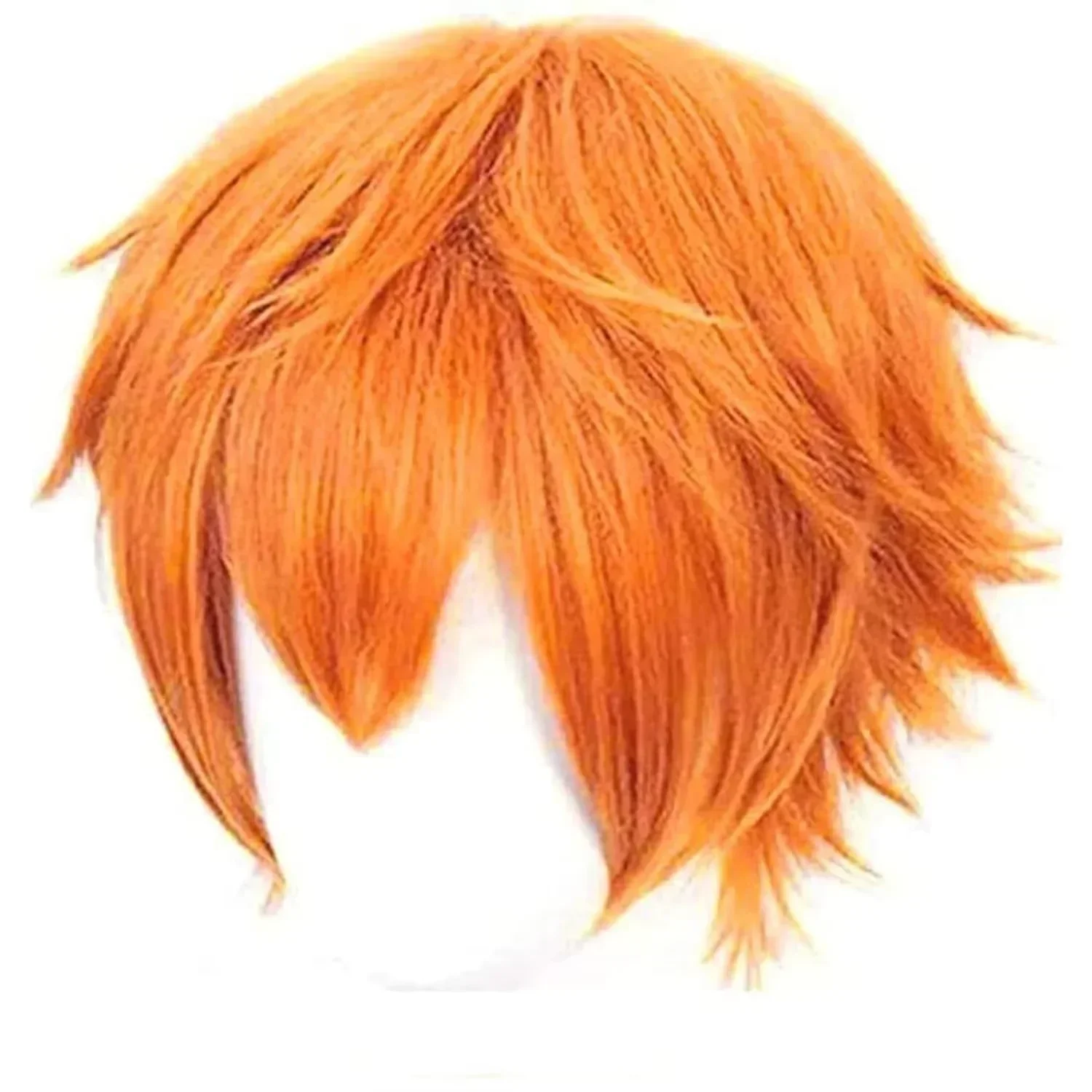 Perruque Synthétique Courte Orange Ondulée Naturelle pour Homme, Fantasia Cosplay, Halloween, Coleção Nouvelle