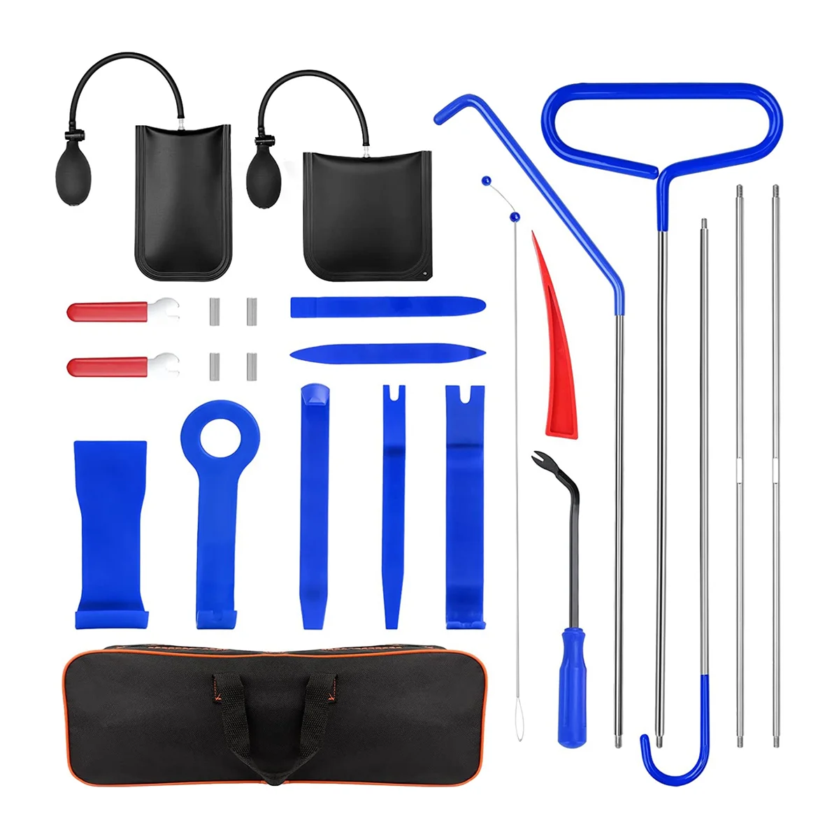 24PCS Car Emergency Kit, with Car Window Wedge, Airbag Wedge Pump, Remote Handle, Automatic Cutting and Extraction Tool