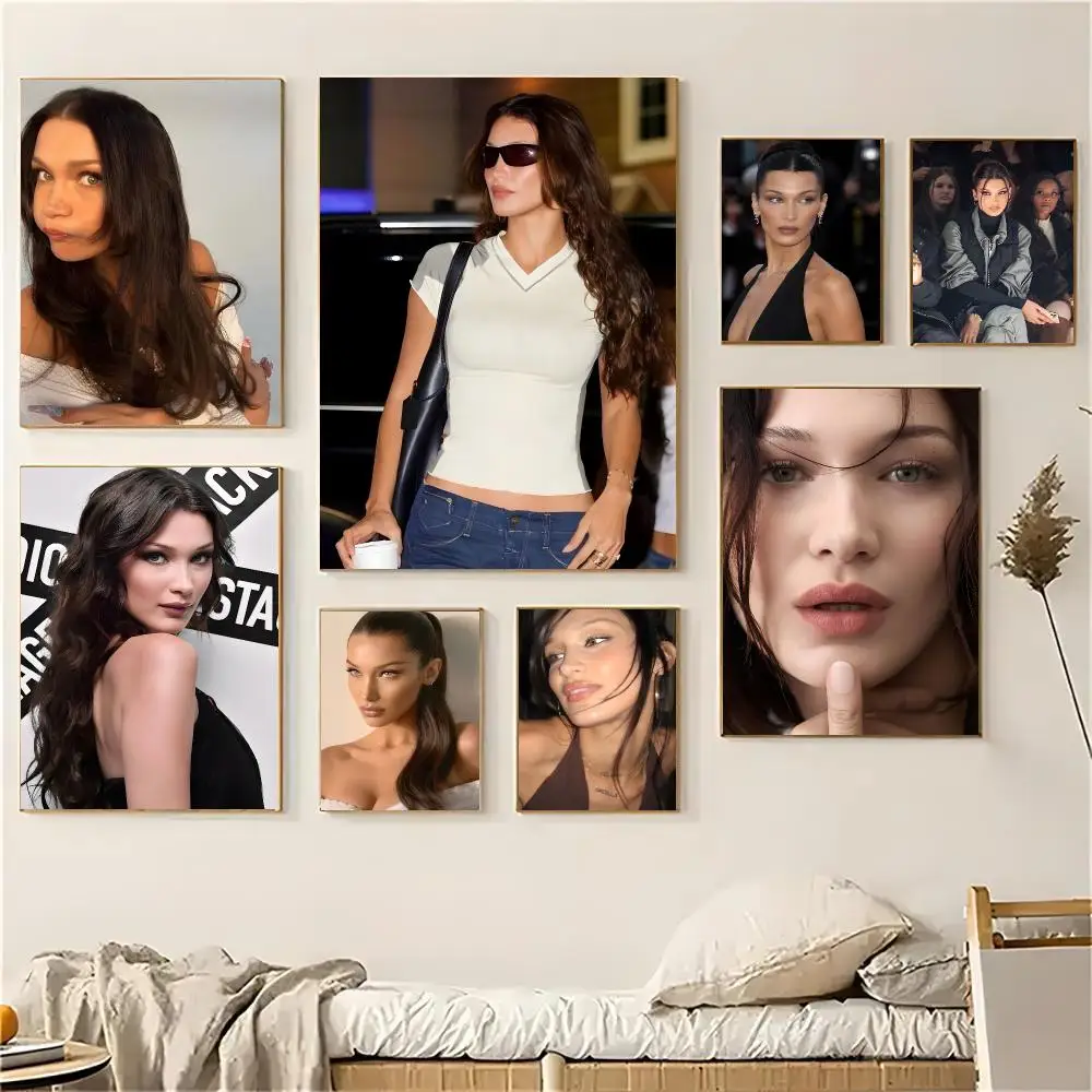 Supermode B-Bella Hadid Poster Self-adhesive Living Room Bedroom Party Bar Decor Moisture-proof Fade-resistant HD