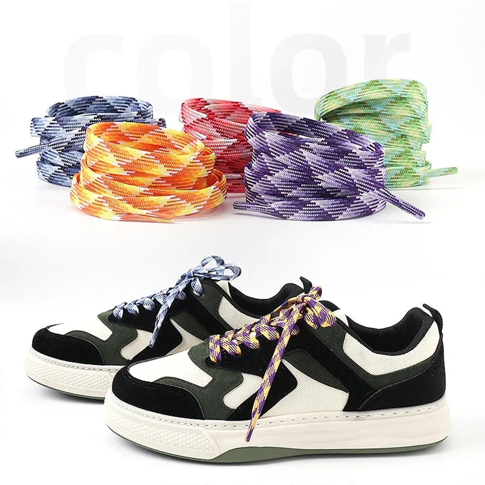 Flat Shoelaces for Sneakers Rainbow Shoelace Colorful Striped Shoe Laces for Woman Man Width 1CM Shoes Accesorios New 1 Pair