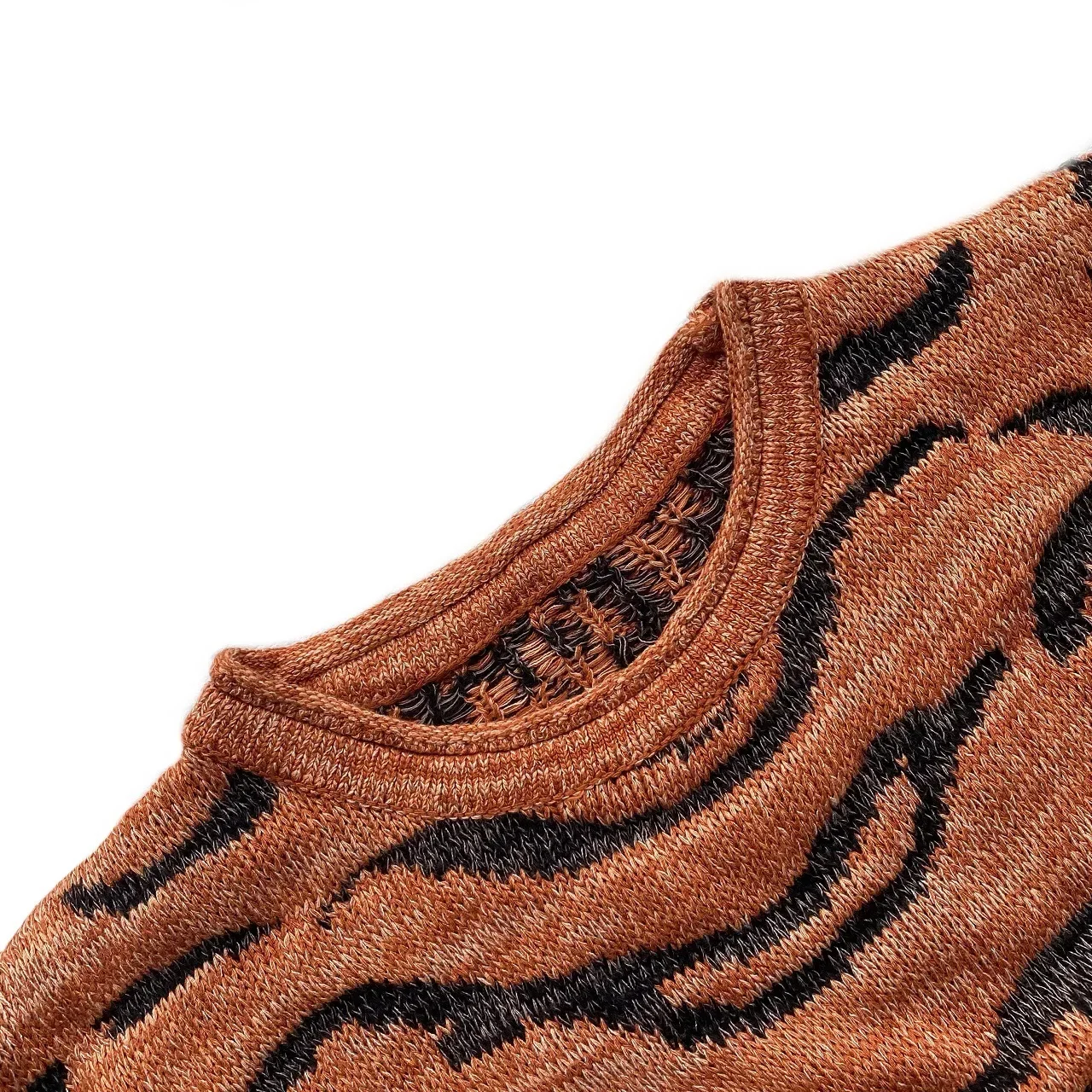 Kapital Vintage Non Hirata Hiroshi Leopard Tiger Printed Pullover Men's and Women's Loose Round Neck Orange Knitting Sweater