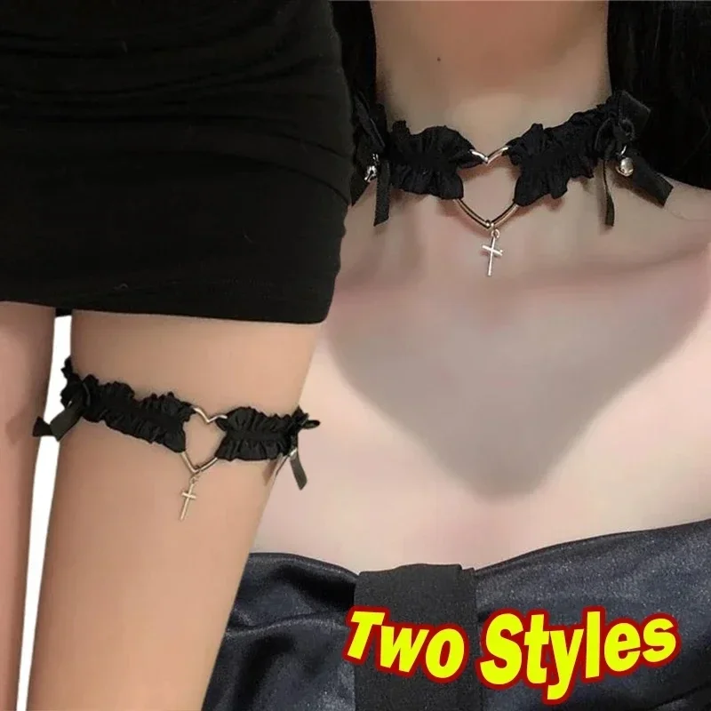 2025 New Women Elastic Pu Leather Garter Belts Heart Leg Neck Ring Punk Girls Adjustable Thigh Stokings Clip Harness Suspender