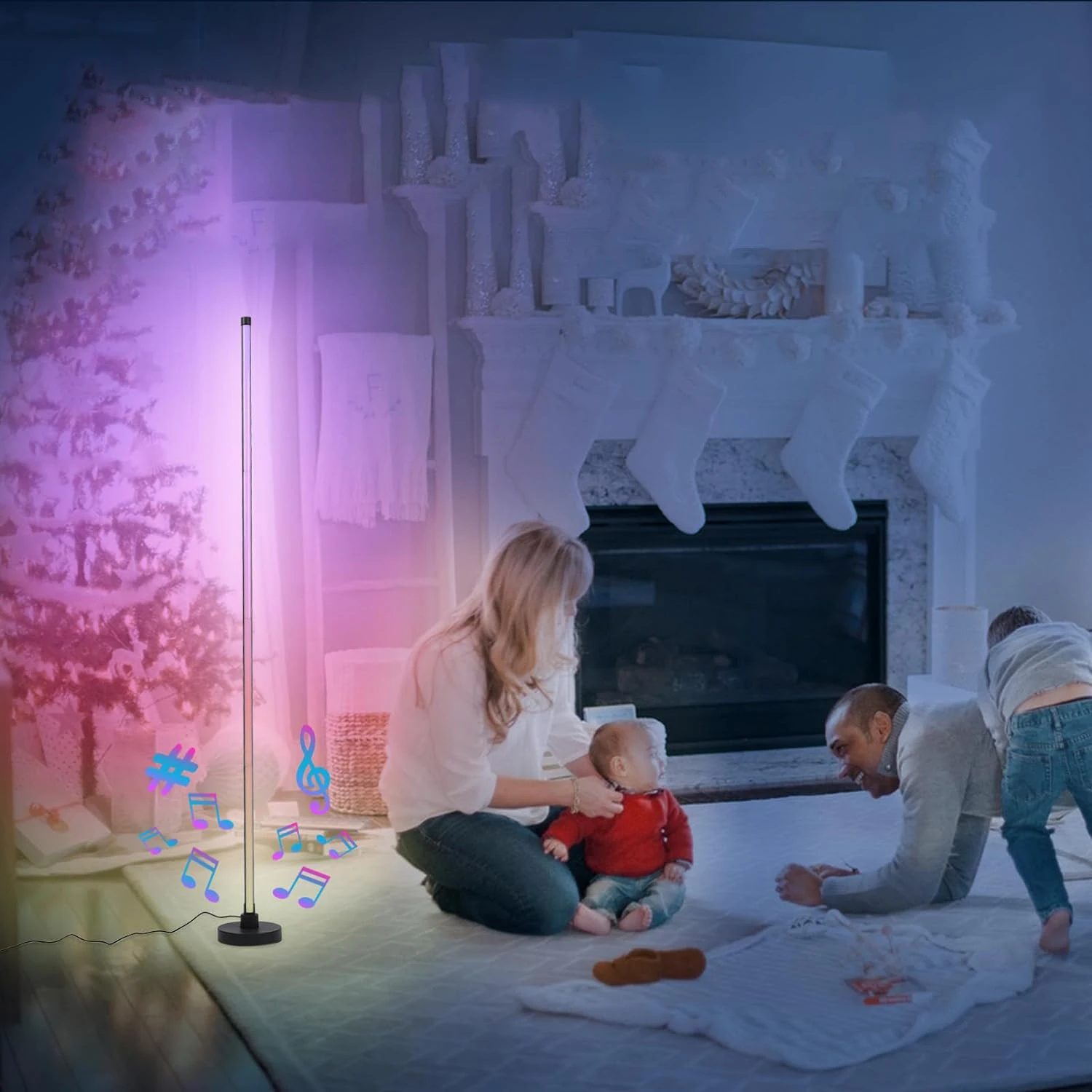 Corner Floor Lamp 18W Smart 120LED RGBIC LED Corner Lamp with App 2.4G Remote Control 16 Million Colors & 68+ Scene Music Sync