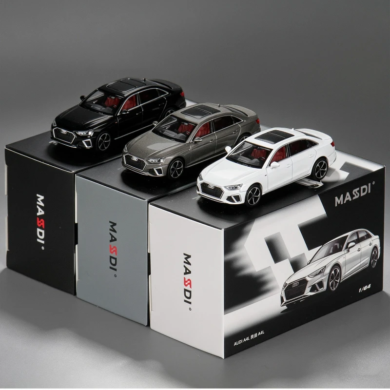 Simulation MASDI 1:64 Scale Audi A4 Alloy Car Model Diecast Toy Vehicle with Metal Base and Rubber Tires Collection Ornament