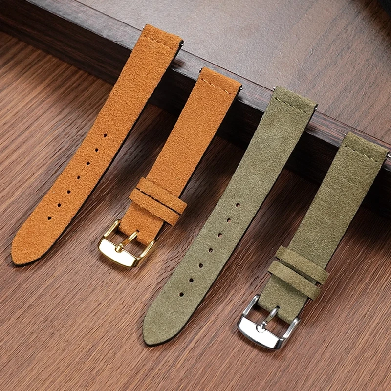 حزام جلد الغزال عالي الجودة لساعة كاسيو الصغيرة المربعة A168W A159 158 A1200/1300 حزام جلد البقر الناعم 18 مللي متر #3